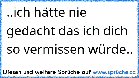 ..ich hätte nie gedacht das ich dich so vermissen würde..