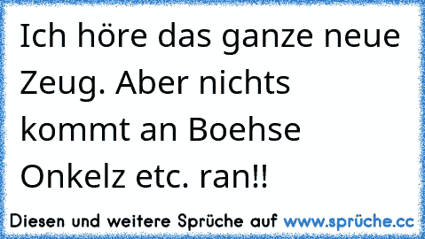 Ich höre das ganze neue Zeug. Aber nichts kommt an Boehse Onkelz etc. ran!!