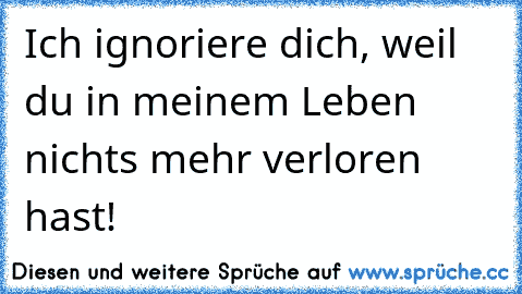 Ich ignoriere dich, weil du in meinem Leben nichts mehr verloren hast!