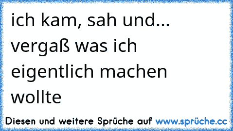 ich kam, sah und
... vergaß was ich eigentlich machen wollte