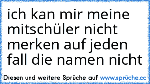 ich kan mir meine mitschüler nicht merken auf jeden fall die namen nicht