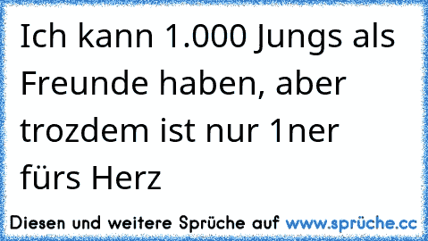 Ich kann 1.000 Jungs als Freunde haben, aber trozdem ist nur 1ner fürs Herz ♥