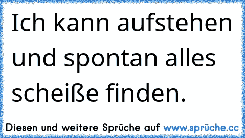 Ich kann aufstehen und spontan alles scheiße finden.