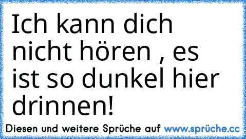 Ich kann dich nicht hören , es ist so dunkel hier drinnen!