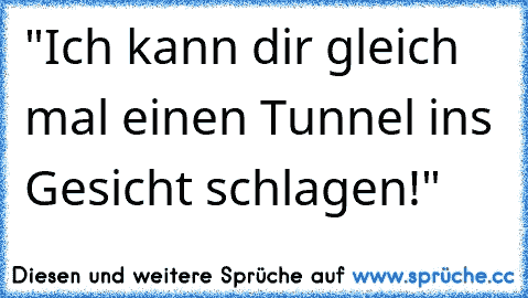 "Ich kann dir gleich mal einen Tunnel ins Gesicht schlagen!"