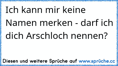 Ich kann mir keine Namen merken - darf ich dich Arschloch nennen?