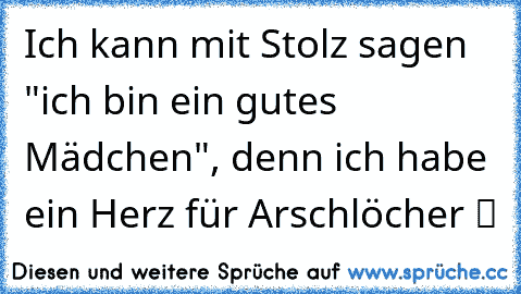 Ich kann mit Stolz sagen "ich bin ein gutes Mädchen", denn ich habe ein Herz für Arschlöcher ツ