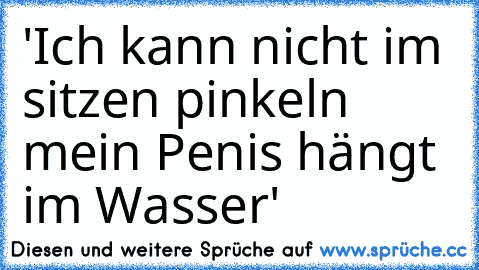 'Ich kann nicht im sitzen pinkeln mein Penis hängt im Wasser'