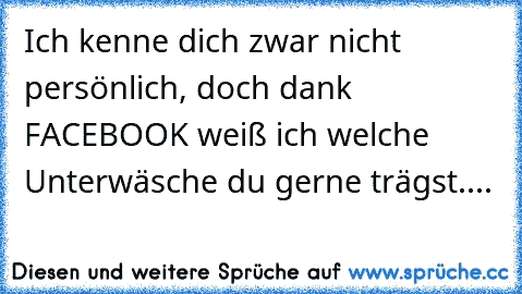 Ich kenne dich zwar nicht persönlich, doch dank FACEBOOK weiß ich welche Unterwäsche du gerne trägst....