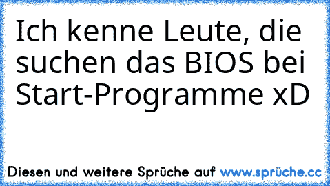 Ich kenne Leute, die suchen das BIOS bei Start-Programme xD