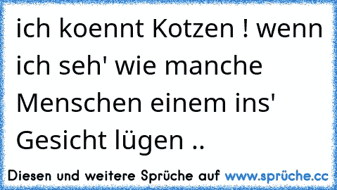 ich koennt Kotzen ! wenn ich seh' wie manche Menschen einem ins' Gesicht lügen ..