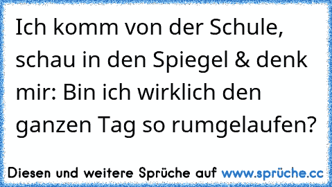 Ich komm von der Schule, schau in den Spiegel & denk mir: Bin ich wirklich den ganzen Tag so rumgelaufen?