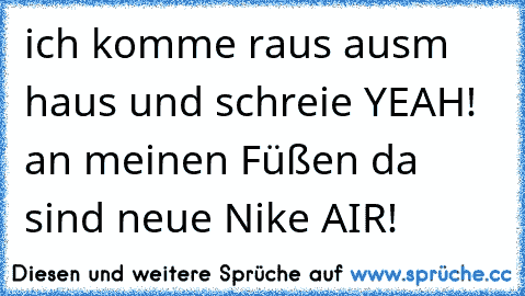 ich komme raus ausm haus und schreie YEAH! an meinen Füßen da sind neue Nike AIR!