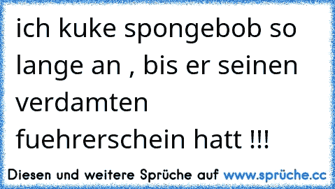 ich kuke spongebob so lange an , bis er seinen verdamten fuehrerschein hatt !!!