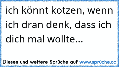 ich könnt kotzen, wenn ich dran denk, dass ich dich mal wollte...