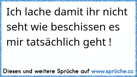 Ich lache damit ihr nicht seht wie beschissen es mir tatsächlich geht !