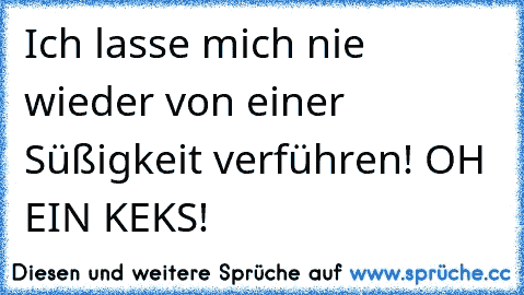 Ich lasse mich nie wieder von einer Süßigkeit verführen! 
OH EIN KEKS!