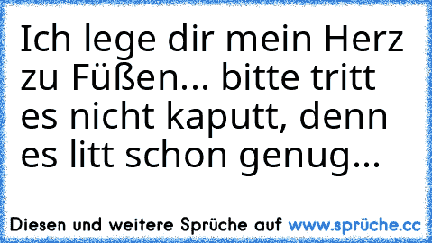 Ich lege dir mein Herz zu Füßen... bitte tritt es nicht kaputt, denn es litt schon genug...