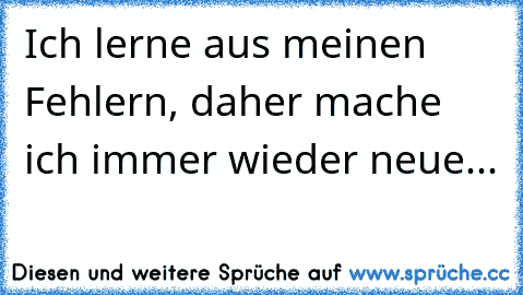 Ich lerne aus meinen Fehlern, daher mache ich immer wieder neue...