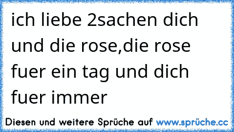 ich liebe 2sachen dich und die rose,die rose fuer ein tag und dich fuer immer