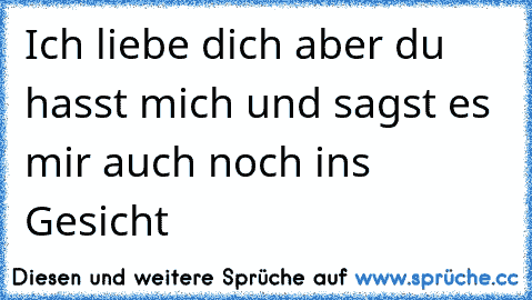 Ich liebe dich aber du hasst mich und sagst es mir auch noch ins Gesicht