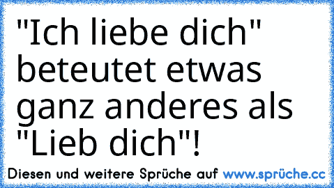 "Ich liebe dich" beteutet etwas ganz anderes als "Lieb dich"!