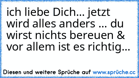 ich liebe Dich... jetzt wird alles anders ... du wirst nichts bereuen & vor allem ist es richtig...♥