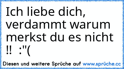 Ich liebe dich, verdammt warum merkst du es nicht !!  :"(