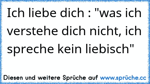 Ich liebe dich : "was ich verstehe dich nicht, ich spreche kein liebisch"