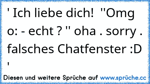 ' Ich liebe dich! ♥ '
'Omg o: - echt ? '
' oha . sorry . falsches Chatfenster :D '