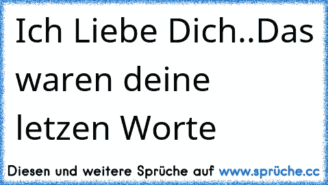 Ich Liebe Dich..
Das waren deine letzen Worte
