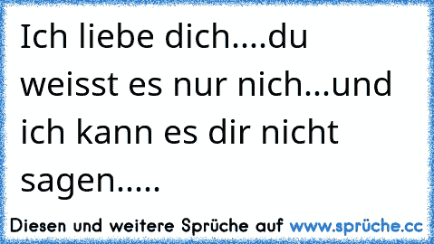 Ich liebe dich....du weisst es nur nich...und ich kann es dir nicht sagen.....