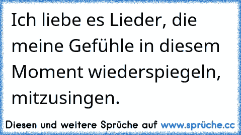 Ich liebe es Lieder, die meine Gefühle in diesem Moment wiederspiegeln, mitzusingen. ♥