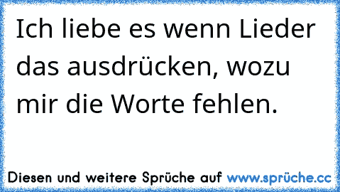 Ich liebe es wenn Lieder das ausdrücken, wozu mir die Worte fehlen.