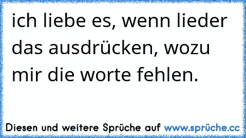 ich liebe es, wenn lieder das ausdrücken, wozu mir die worte fehlen.