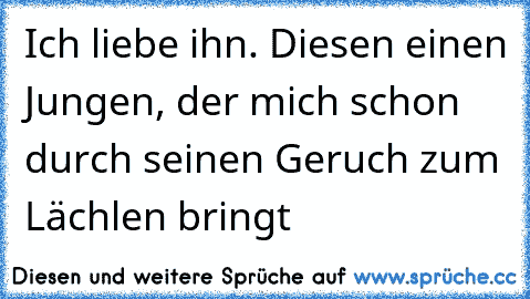 Ich liebe ihn. Diesen einen Jungen, der mich schon durch seinen Geruch zum Lächlen bringt ♥