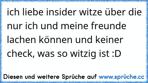 ich liebe insider witze über die nur ich und meine freunde lachen können und keiner check, was so witzig ist :D