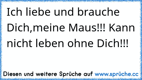 Ich liebe und brauche Dich,meine Maus!!! Kann nicht leben ohne Dich!!!♥♥♥