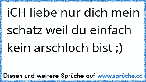 iCH liebe ´nur dich mein schatz weil du einfach kein arschloch bist ;)