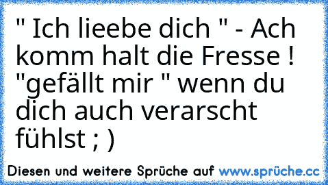 " Ich lieebe dich " - Ach komm halt die Fresse ! 
"gefällt mir " wenn du dich auch verarscht fühlst ; )