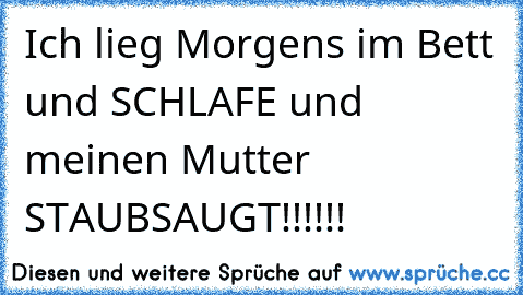 Ich lieg Morgens im Bett und SCHLAFE und meinen Mutter STAUBSAUGT!!!!!!