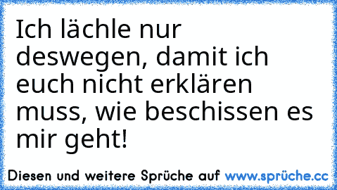 Ich lächle nur deswegen, damit ich euch nicht erklären muss, wie beschissen es mir geht!