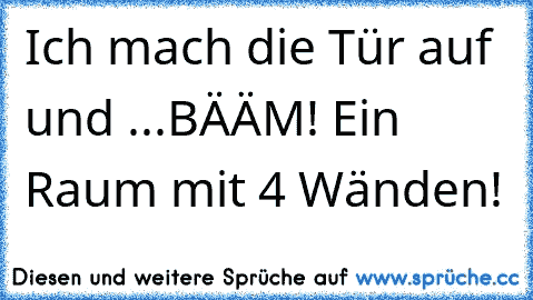 Ich mach die Tür auf und ...BÄÄM! Ein Raum mit 4 Wänden!