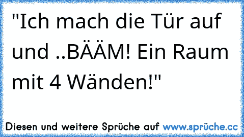 "Ich mach die Tür auf und ..BÄÄM! Ein Raum mit 4 Wänden!"