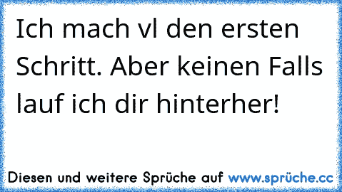 Ich mach vl den ersten Schritt. Aber keinen Falls lauf ich dir hinterher!