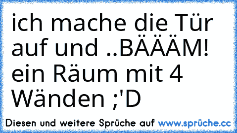 ich mache die Tür auf und ..BÄÄÄM! ein Räum mit 4 Wänden ;'D