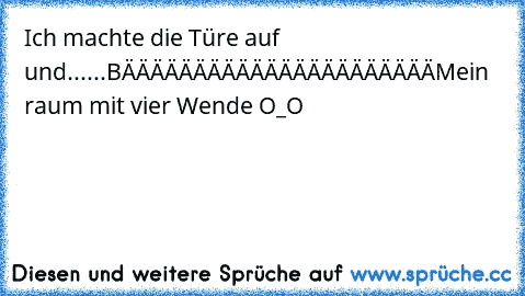 Ich machte die Türe auf und...
...BÄÄÄÄÄÄÄÄÄÄÄÄÄÄÄÄÄÄÄÄÄÄM
ein raum mit vier Wende O_O