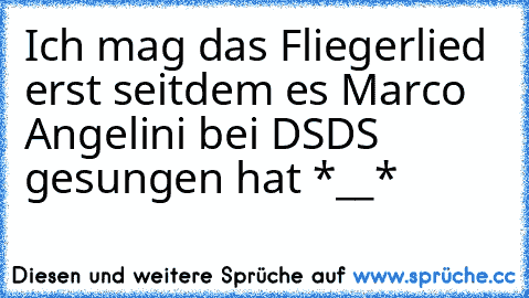 Ich mag das Fliegerlied erst seitdem es Marco Angelini♥ bei DSDS gesungen hat *__*