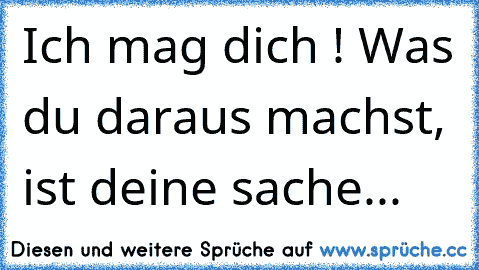 Ich mag dich ! Was du daraus machst, ist deine sache...