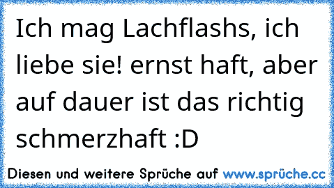 Ich mag Lachflashs,
 ich liebe sie!
 ernst haft,
 aber auf dauer ist das richtig schmerzhaft :D